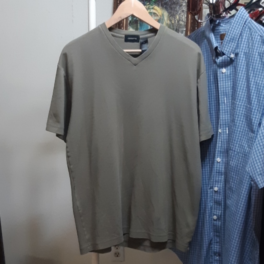 Mens Pullover knit shirt CLAIBORNE b36 V Neck Cotton Blend Sz M